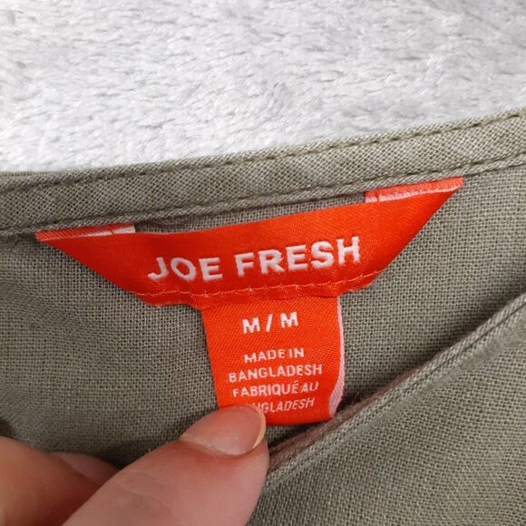 Joe Fresh Dress Straight Style Boxed Look Size M Linen/Cotton Olive Green - Picture 2 of 7